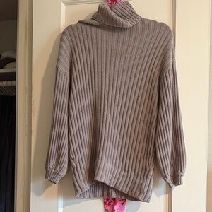 Urban Outfitters Ribbed Turtleneck Sweater - Taupe